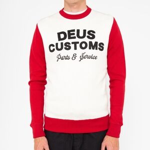 Deus Ex Machina Red and White Moto Knit Sweater